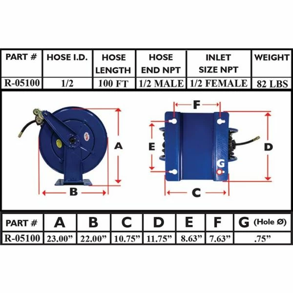 Best Pirce ๐ฅ Rapid Air Hose Reel 1/2 In. X 100 Ft. R-05100 ๐งจ 4 Best Pirce ๐ฅ Rapid Air Hose Reel 1/2 In. X 100 Ft. R-05100 ๐งจ - Image 2
