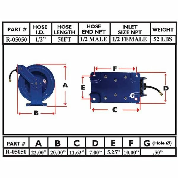 Wholesale 😀 Rapid Air Hose Reel 1/2 In. X 50 Ft. R-05050 🥰 4 Wholesale 😀 Rapid Air Hose Reel 1/2 In. X 50 Ft. R-05050 🥰 - Image 2