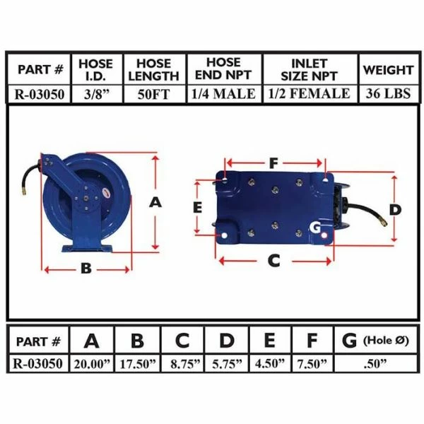 Wholesale 🌟 Rapid Air Hose Reel 3/8 In. X 50 Ft. R-03050 😉 6 Wholesale 🌟 Rapid Air Hose Reel 3/8 In. X 50 Ft. R-03050 😉 - Image 4