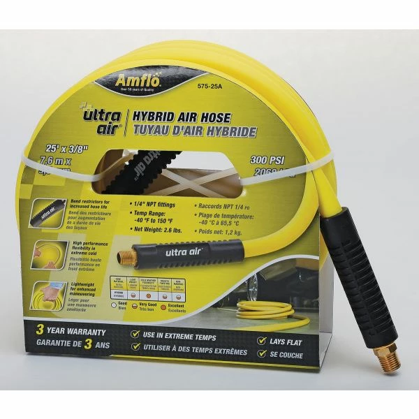 Outlet ⌛ Amflo Ultra Air Premium Hybrid Air Hose 25' X 3/8 Inch 🤩 3 Outlet ⌛ Amflo Ultra Air Premium Hybrid Air Hose 25' X 3/8 Inch 🤩