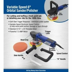 Outlet 🧨 Eastwood Variable Speed 6 Inch Orbital Sander Polisher 👏 -Eastwood shop p32489 8 2