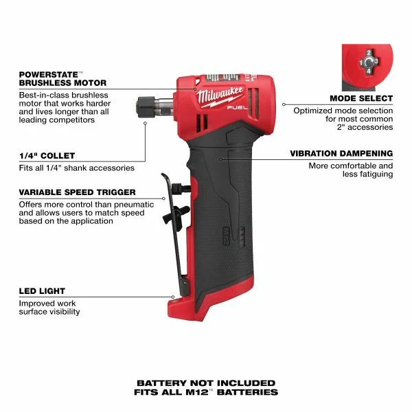 Cheap 👍 Milwaukee M12 FUEL 1/4 In. Right Angle Die Grinder 2485-20 🔥 5 Cheap 👍 Milwaukee M12 FUEL 1/4 In. Right Angle Die Grinder 2485-20 🔥 - Image 3