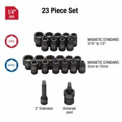 Alternative view of Cheapest 🎁 Sunex 1/4" Dr. Master Magnetic Impact Socket Set 1818 🌟