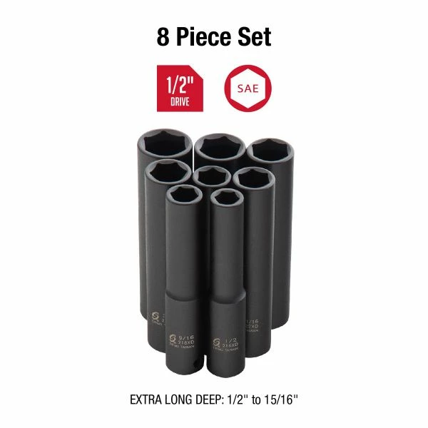 Discount 💯 Sunex 1/2" Dr. 8 Pc. Extra Deep SAE Impact Socket Set 2848 👏 4 Discount 💯 Sunex 1/2" Dr. 8 Pc. Extra Deep SAE Impact Socket Set 2848 👏 - Image 2