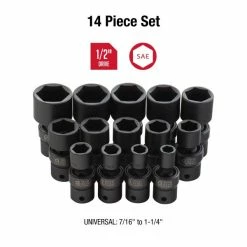 Alternative view of Budget 🤩 Sunex 14pc 1/2" Dr. SAE Universal Impact Socket Set 2644 😍