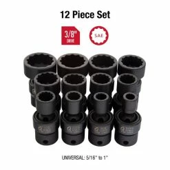 Alternative view of Best reviews of 🎁 Sunex 12pc 3/8" Dr 12 Pt SAE Universal Impact Socket Set 3690 🛒