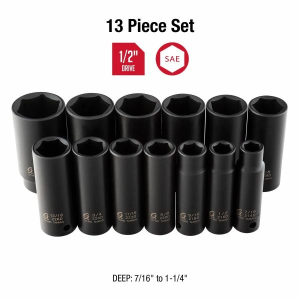 Brand new ๐ Sunex 13pc 1/2" Drive SAE Deep Impact Socket Set 2651 ๐ 4 Brand new ๐ Sunex 13pc 1/2" Drive SAE Deep Impact Socket Set 2651 ๐ - Image 2