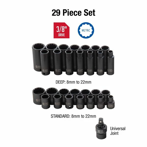 Brand new ⌛ Sunex 29 Pcs 3/8" Dr. 12Pt Metric Impact Socket Set 3330 💯 4 Brand new ⌛ Sunex 29 Pcs 3/8" Dr. 12Pt Metric Impact Socket Set 3330 💯 - Image 2