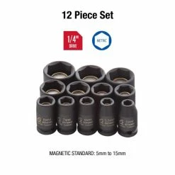 Alternative view of Best Sale 🎉 Sunex 1/4" Dr. 12pc Magnetic Metric Impact Socket Set 1822 💯