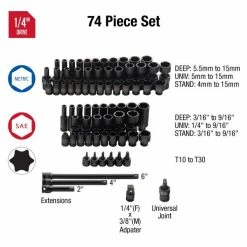 Discount โจ Sunex 1/4" Dr. 74 Pc. SAE & Metric Master Impact Socket Set 1874 ๐งจ 6 Discount โจ Sunex 1/4" Dr. 74 Pc. SAE & Metric Master Impact Socket Set 1874 ๐งจ -Eastwood shop p61324 1 1