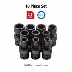 Alternative view of Buy 👍 Sunex 10 Pc. 3/8" Dr. Metric Universal Impact Socket Set 3657 ⌛