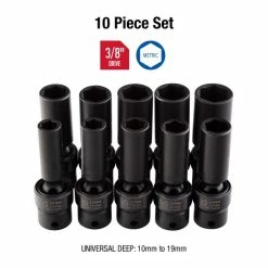 Alternative view of Best Sale 🔥 Sunex 3/8" Dr. Metric Universal Deep Impact Socket Set 3660 😉