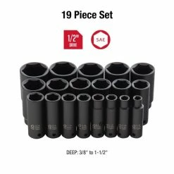 Alternative view of Hot Sale ⌛ Sunex 19pc 1/2" Dr. SAE Deep Impact Socket Set 2641 🧨