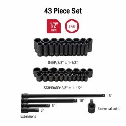 Alternative view of Flash Sale 🎉 Sunex 43pc 1/2" Dr. SAE Master Impact Socket Set 2568 🎉
