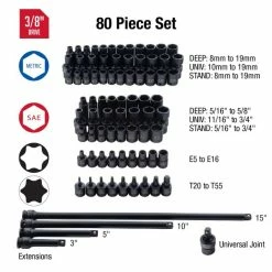 Alternative view of Best Sale 😉 Sunex 80pc 3/8" Dr. SAE & Metric Impact Socket Master Set 3580 👏