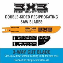 Alternative view of Best Sale 🧨 Spyder Products 3x3 Reciprocating Saw Blade - 10/14 X 14 TPI - 6 In. 200203 😉